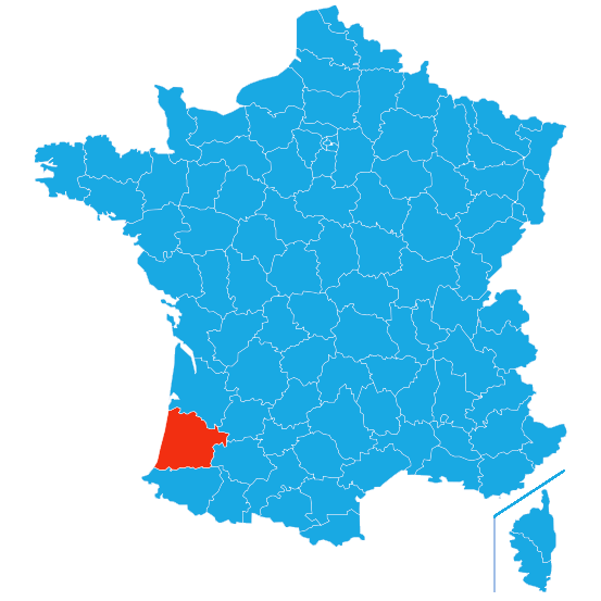 Map of Landes in southwestern France