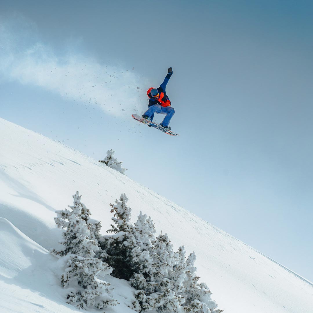 Snowboarding in Les Arcs in the French Alps