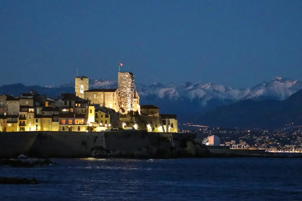 Antibes at night on the Cote d'Azur