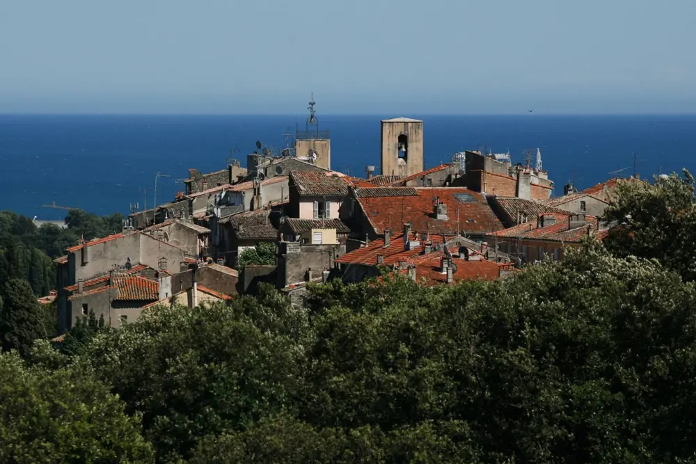 A aerial view of Biot and the Mediterranean on the Cote d'Azur