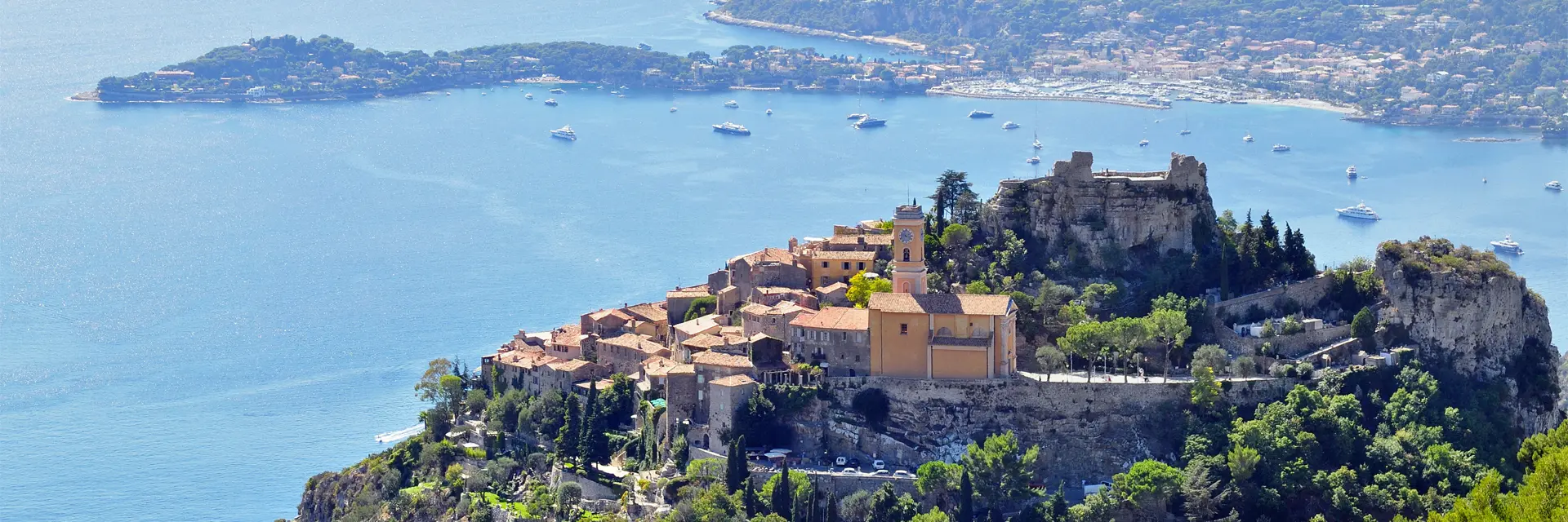 The village of Èze on the French Riviera with Cape Ferrat in the background